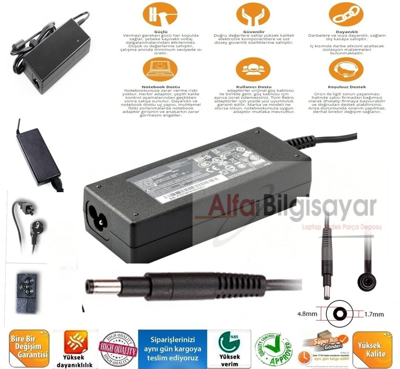 Casper nirvana X400 X500 Serisi   90w 19v 4.62A Notebook Adaptörü, Laptop Adaptörü