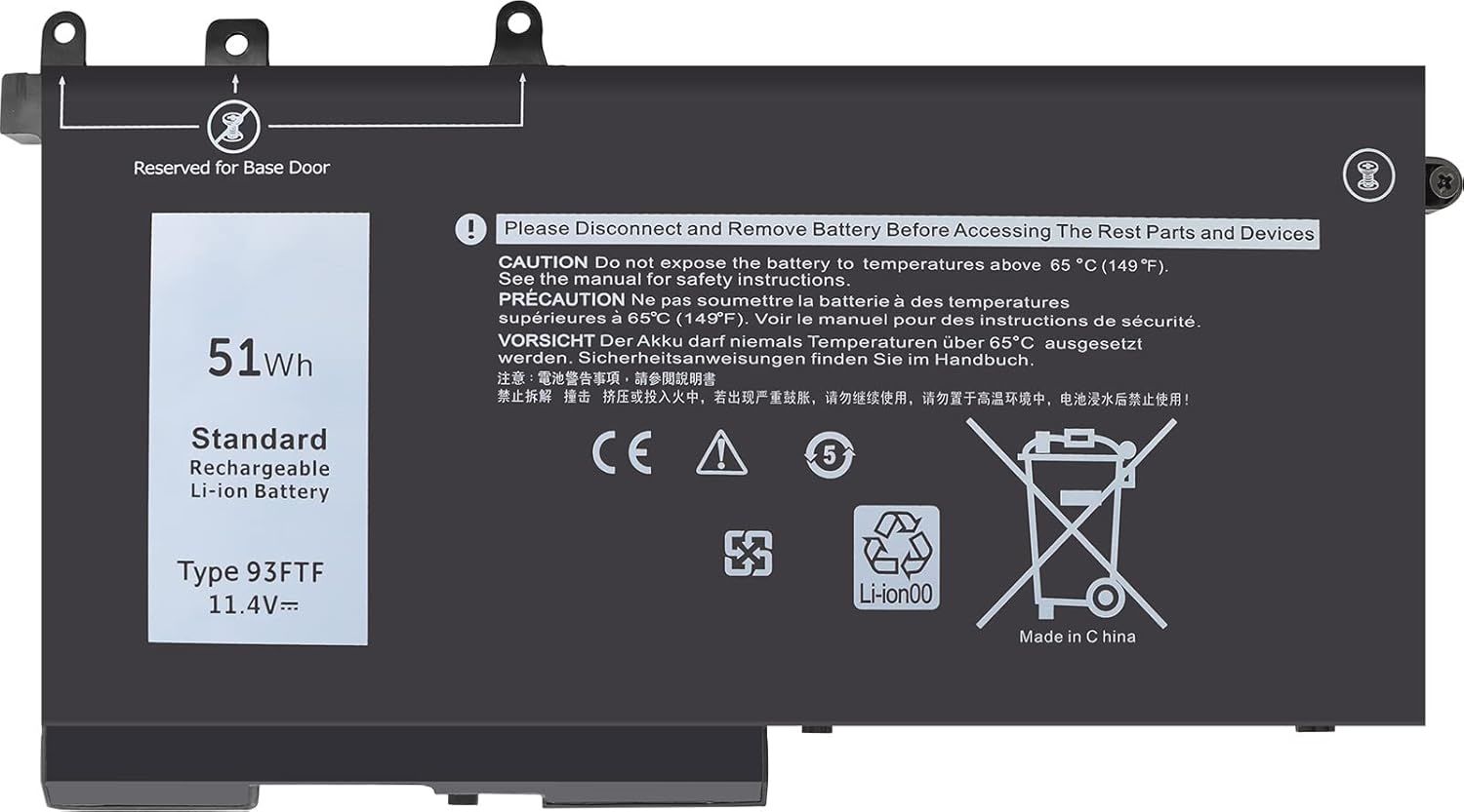 Dell Latitude 5280 5290 5480 5490 E5491 E5495 5591 E5280 E5290 E5591 P60f, Precision 3520 3530, O3dddg, O3vc9y O83xpc, Odjwgp Od4cmt, O93ftf Ogd1jp, Ogjknx P60f002, P60f003 Batarya Pil