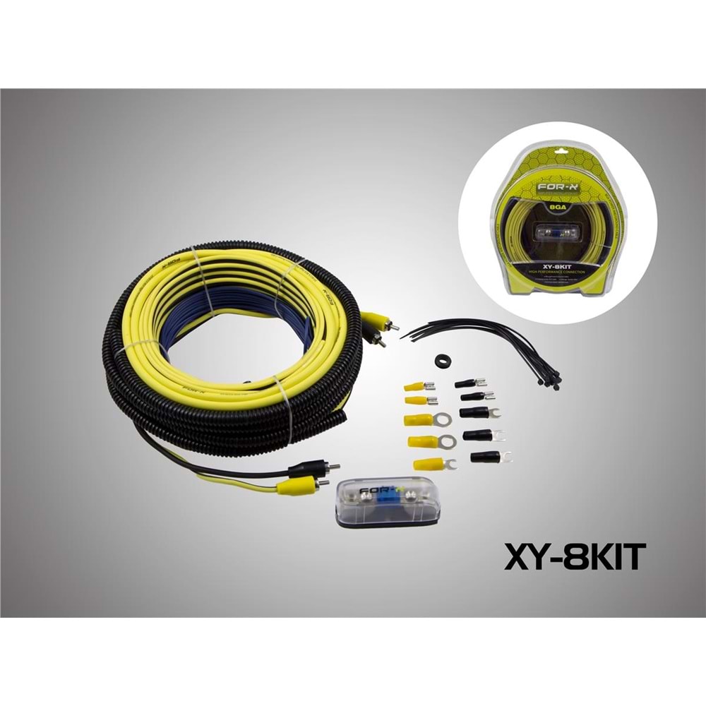 For-X XY-8KIT 8GA Profesyonel Oto Anfi Kablo Seti - Görsel 3