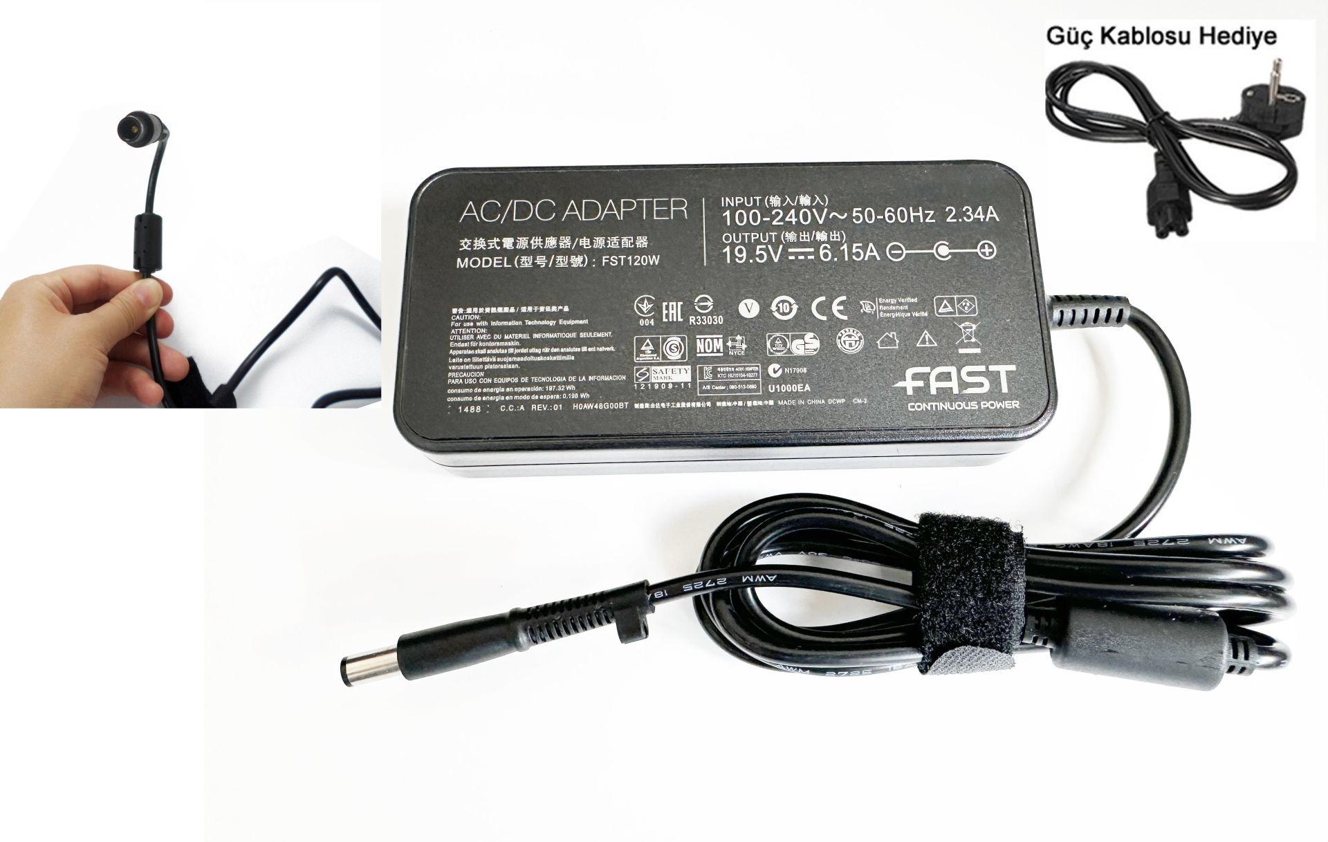 Hp 19.5V 6.15a 120w 7.4mm x 5.0mm  Kalın İğne uç Adaptör uyumlu Şarj Cihaz