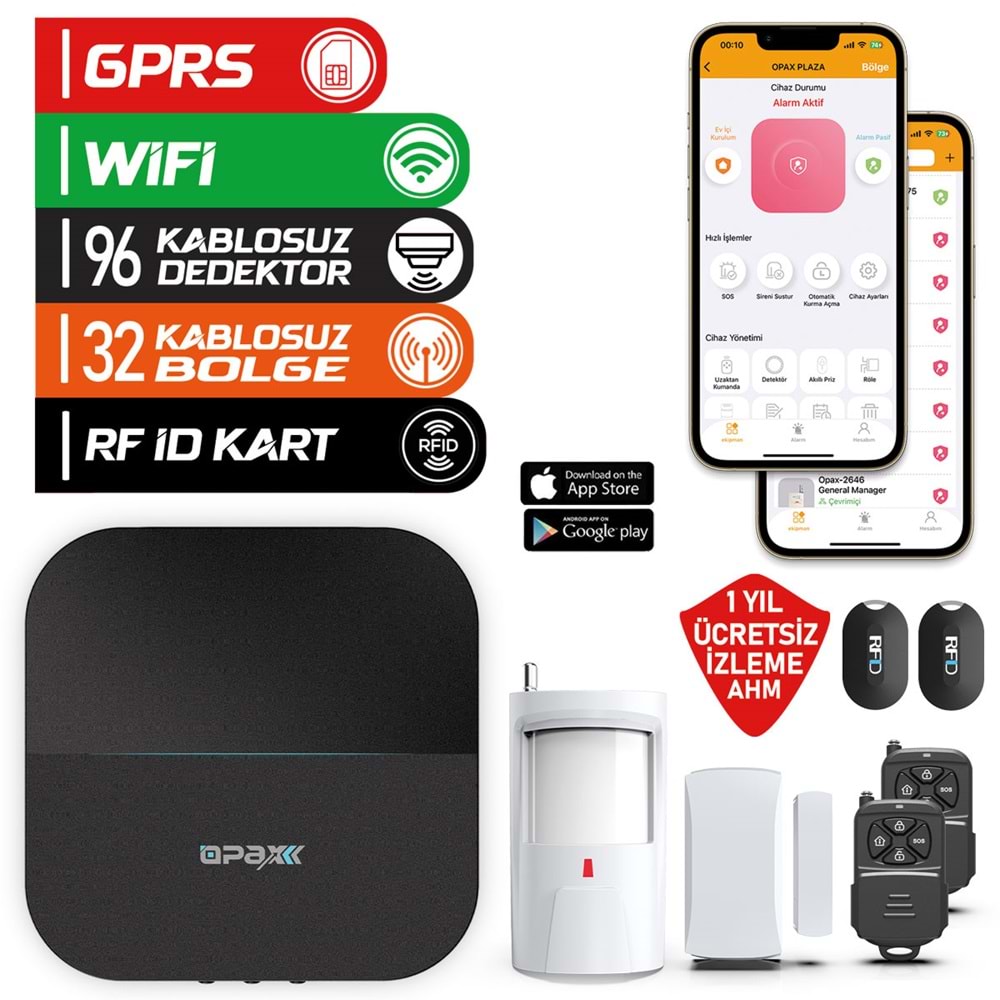 OPAX-W20 SİYAH GPRS I GSM I WİFİ KABLOSUZ NETWORK ALARM SİSTEMİ - Görsel 2