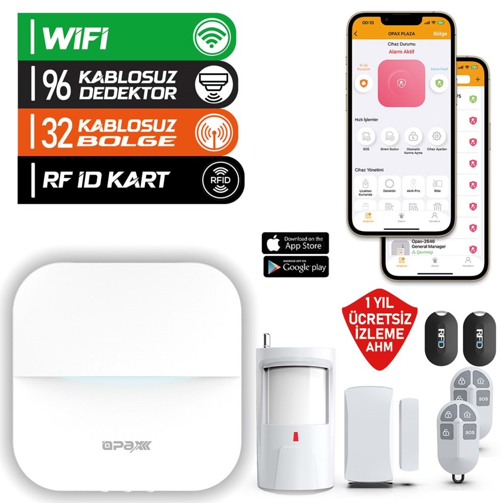 OPAX-W20-W BEYAZ SADECE WİFİ KABLOSUZ NETWORK ALARM SİSTEMi - Görsel 2